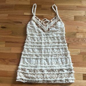 Anthropology White Dress with Sequins